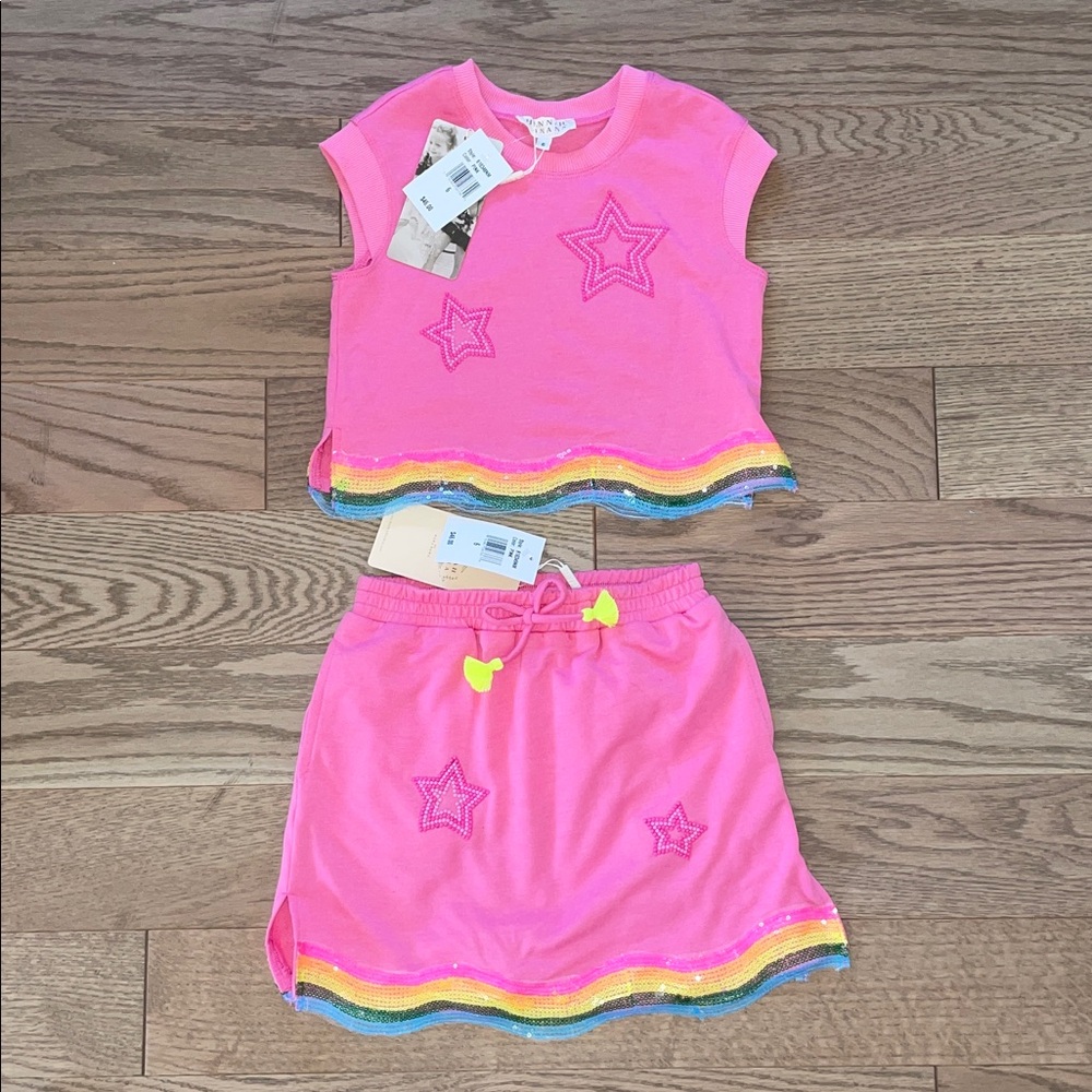 Hannah Banana Pink Star Patterned Two-Piece Set